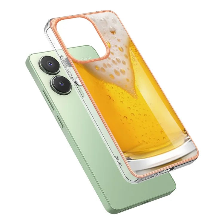YB IMD Series-19 Style-D For Xiaomi Redmi Note 13 4G TPU Case Electroplated Pattern Phone Cover