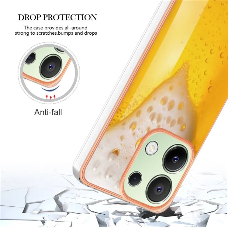 YB IMD Series-19 Style-D For Xiaomi Redmi Note 13 4G TPU Case Electroplated Pattern Phone Cover