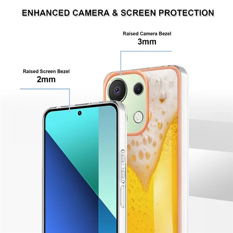 YB IMD Series-19 Style-D For Xiaomi Redmi Note 13 4G TPU Case Electroplated Pattern Phone Cover
