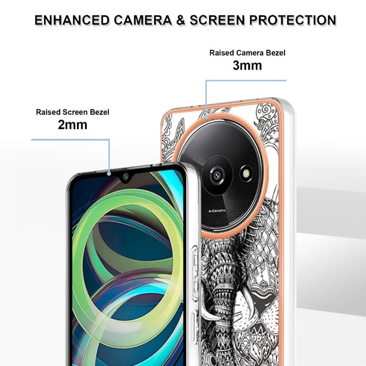 YB IMD Series-19 Style-D For Xiaomi Redmi A3+ Case Pattern Print TPU Ultra Thin Smart Phone Shell