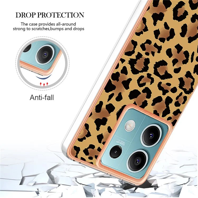 YB IMD Series-19 Style-D For Xiaomi Redmi Note 13 5G Case Pattern Printed Electroplating TPU Cover