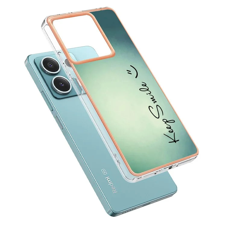 YB IMD Series-19 Style-D For Xiaomi Redmi Note 13 5G Case Pattern Printed Electroplating TPU Cover