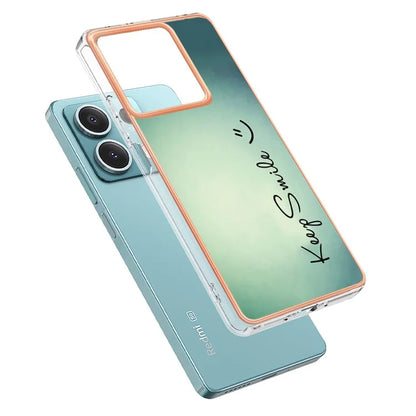 YB IMD Series-19 Style-D For Xiaomi Redmi Note 13 5G Case Pattern Printed Electroplating TPU Cover
