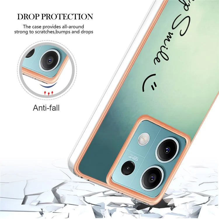 YB IMD Series-19 Style-D For Xiaomi Redmi Note 13 5G Case Pattern Printed Electroplating TPU Cover