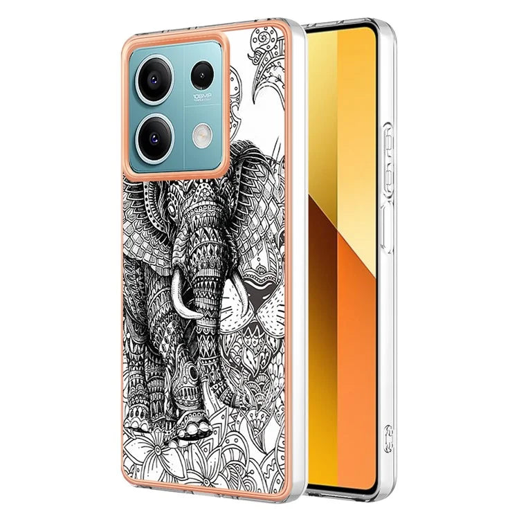 YB IMD Series-19 Style-D For Xiaomi Redmi Note 13 5G Case Pattern Printed Electroplating TPU Cover