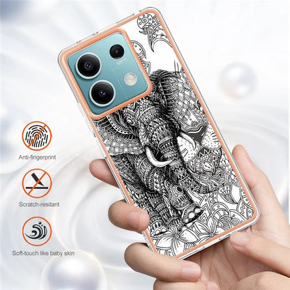 YB IMD Series-19 Style-D For Xiaomi Redmi Note 13 5G Case Pattern Printed Electroplating TPU Cover