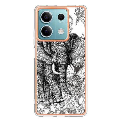 YB IMD Series-19 Style-D For Xiaomi Redmi Note 13 5G Case Pattern Printed Electroplating TPU Cover