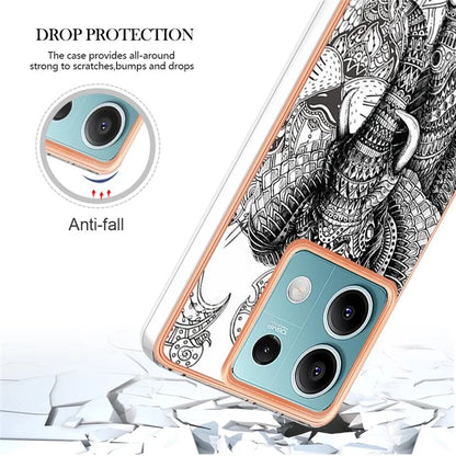 YB IMD Series-19 Style-D For Xiaomi Redmi Note 13 5G Case Pattern Printed Electroplating TPU Cover