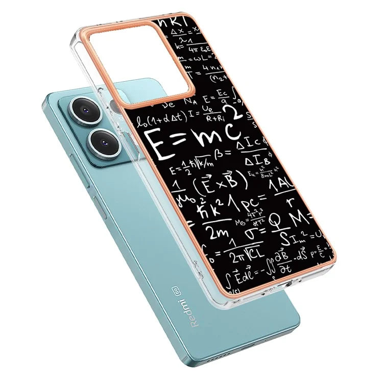 YB IMD Series-19 Style-D For Xiaomi Redmi Note 13 5G Case Pattern Printed Electroplating TPU Cover