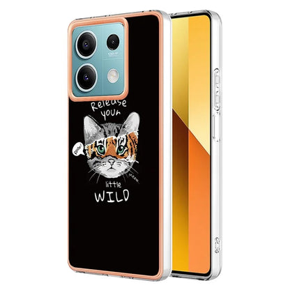 YB IMD Series-19 Style-D For Xiaomi Redmi Note 13 5G Case Pattern Printed Electroplating TPU Cover