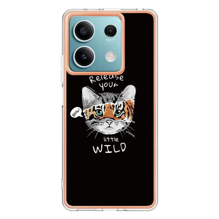 YB IMD Series-19 Style-D For Xiaomi Redmi Note 13 5G Case Pattern Printed Electroplating TPU Cover