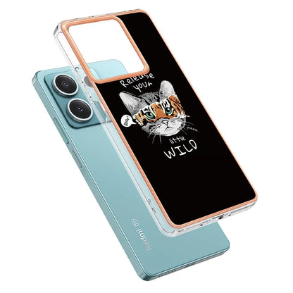 YB IMD Series-19 Style-D For Xiaomi Redmi Note 13 5G Case Pattern Printed Electroplating TPU Cover