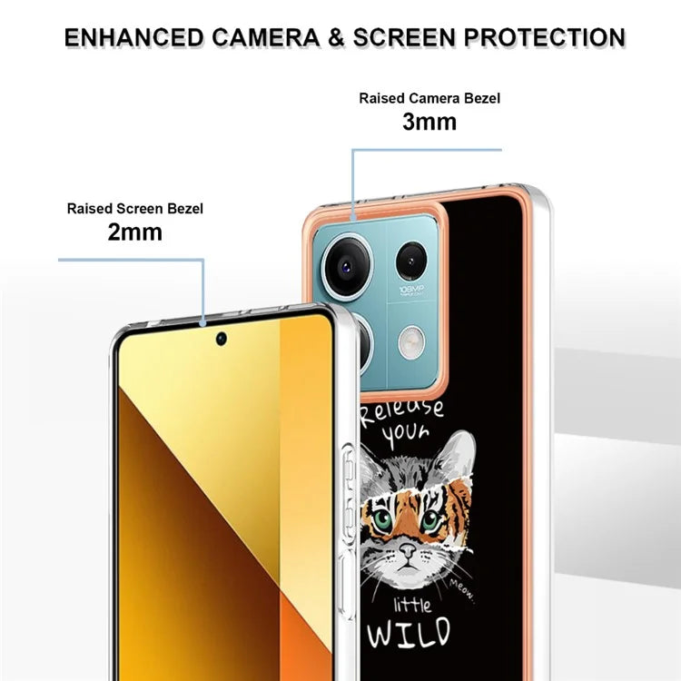YB IMD Series-19 Style-D For Xiaomi Redmi Note 13 5G Case Pattern Printed Electroplating TPU Cover