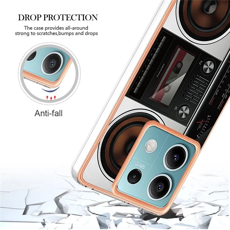 YB IMD Series-19 Style-D For Xiaomi Redmi Note 13 5G Case Pattern Printed Electroplating TPU Cover