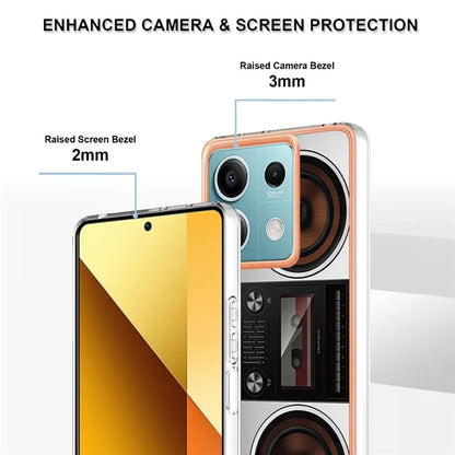 YB IMD Series-19 Style-D For Xiaomi Redmi Note 13 5G Case Pattern Printed Electroplating TPU Cover