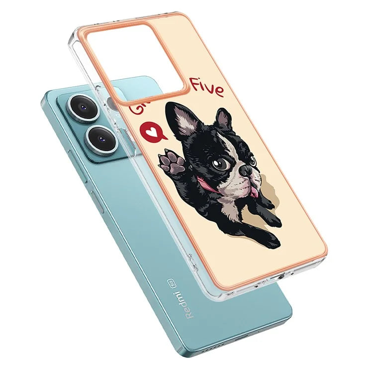 YB IMD Series-19 Style-D For Xiaomi Redmi Note 13 5G Case Pattern Printed Electroplating TPU Cover