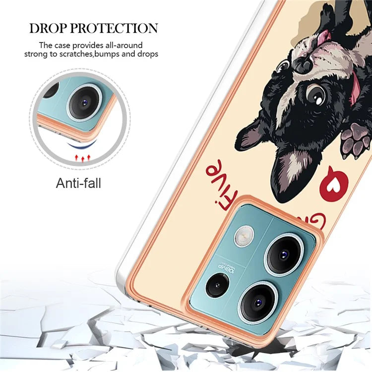 YB IMD Series-19 Style-D For Xiaomi Redmi Note 13 5G Case Pattern Printed Electroplating TPU Cover