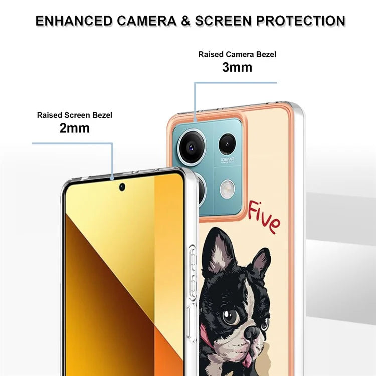 YB IMD Series-19 Style-D For Xiaomi Redmi Note 13 5G Case Pattern Printed Electroplating TPU Cover