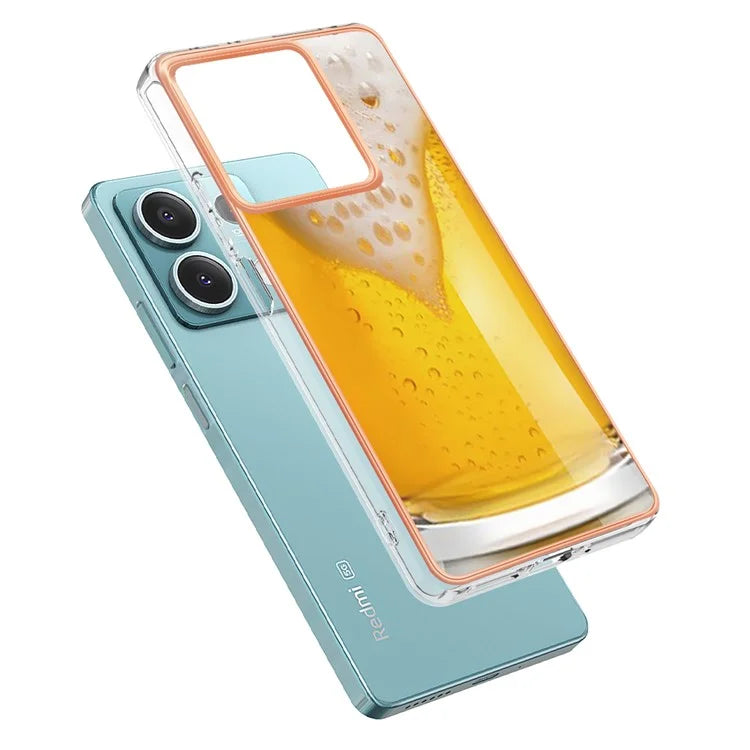 YB IMD Series-19 Style-D For Xiaomi Redmi Note 13 5G Case Pattern Printed Electroplating TPU Cover