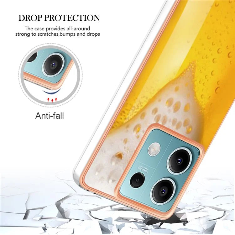 YB IMD Series-19 Style-D For Xiaomi Redmi Note 13 5G Case Pattern Printed Electroplating TPU Cover