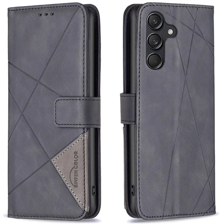 BINFEN COLOR BF05 For Samsung Galaxy M55 5G / C55 5G / F55 5G Wallet Case Geometric Leather Phone Cover
