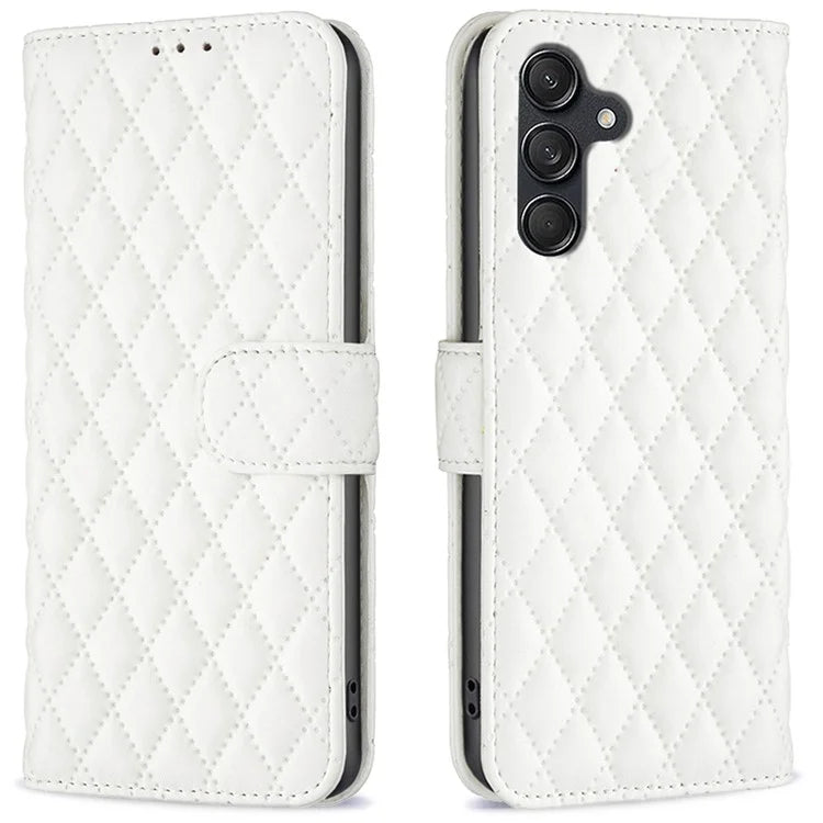 BINFEN COLOR BF Style-14 For Samsung Galaxy M55 5G / C55 5G / F55 5G Phone Case Rhombus Grid Wallet Leather Cover