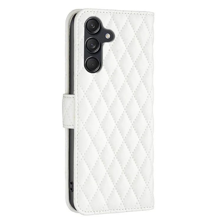 BINFEN COLOR BF Style-14 For Samsung Galaxy M55 5G / C55 5G / F55 5G Phone Case Rhombus Grid Wallet Leather Cover