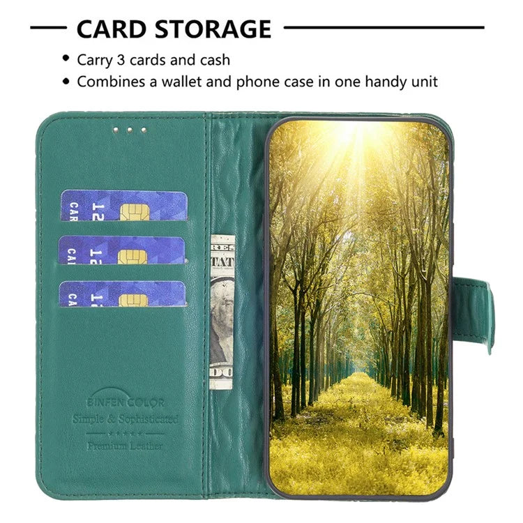 BINFEN COLOR BF Style-14 For Samsung Galaxy M55 5G / C55 5G / F55 5G Phone Case Rhombus Grid Wallet Leather Cover