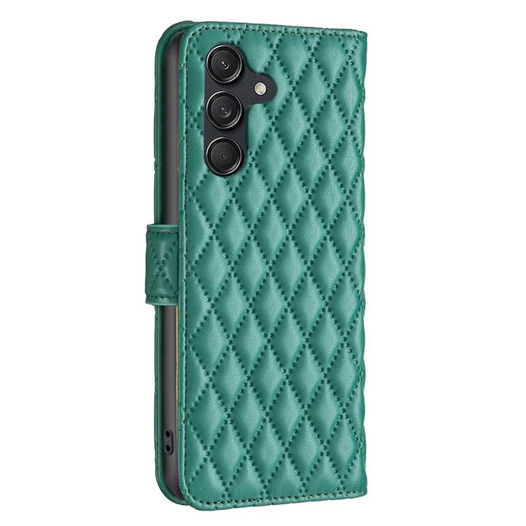 BINFEN COLOR BF Style-14 For Samsung Galaxy M55 5G / C55 5G / F55 5G Phone Case Rhombus Grid Wallet Leather Cover