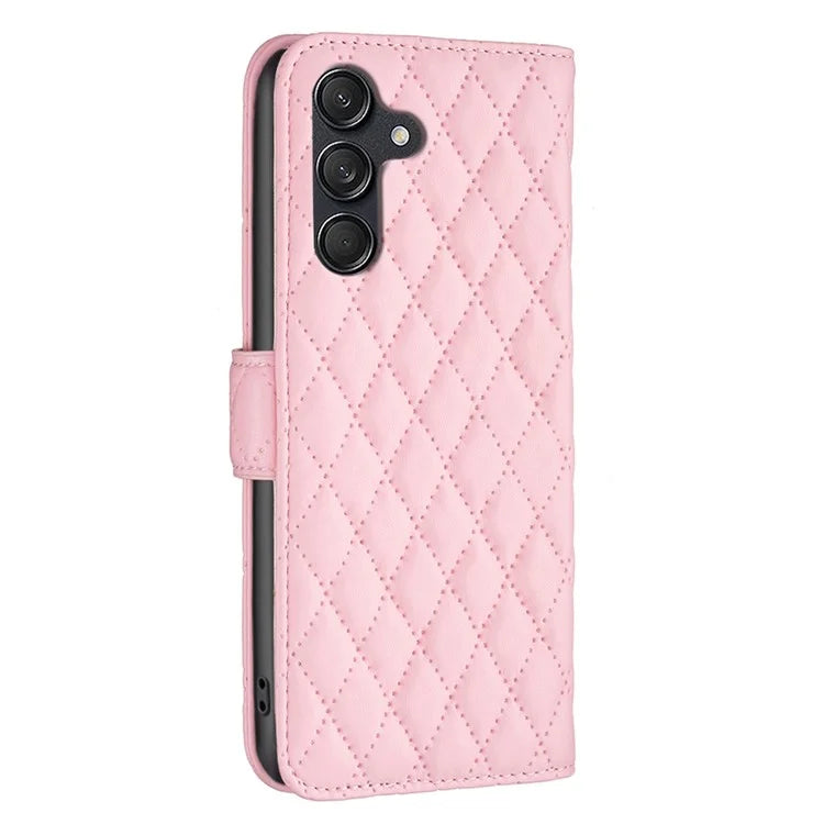 BINFEN COLOR BF Style-14 For Samsung Galaxy M55 5G / C55 5G / F55 5G Phone Case Rhombus Grid Wallet Leather Cover