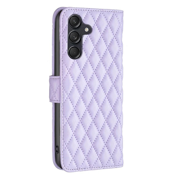 BINFEN COLOR BF Style-14 For Samsung Galaxy M55 5G / C55 5G / F55 5G Phone Case Rhombus Grid Wallet Leather Cover