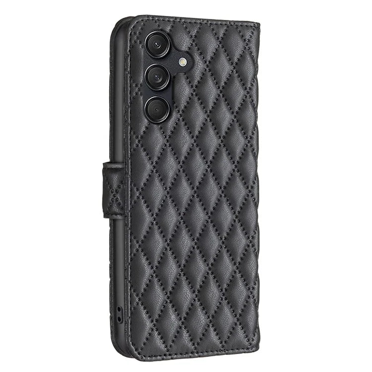BINFEN COLOR BF Style-14 For Samsung Galaxy M55 5G / C55 5G / F55 5G Phone Case Rhombus Grid Wallet Leather Cover