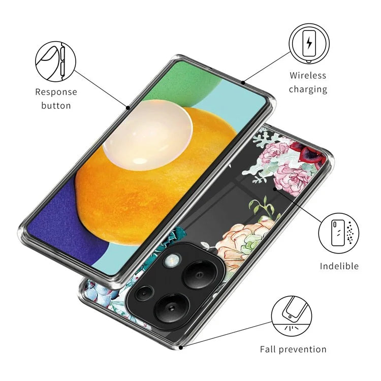 For Xiaomi Redmi Note 13 Pro 4G / Poco M6 Pro 4G Back Case Anti-drop TPU Pattern Printing Phone Protector