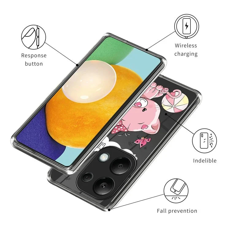 For Xiaomi Redmi Note 13 Pro 4G / Poco M6 Pro 4G Back Case Anti-drop TPU Pattern Printing Phone Protector