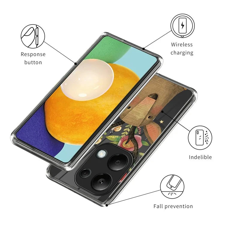 For Xiaomi Redmi Note 13 Pro 4G / Poco M6 Pro 4G Back Case Anti-drop TPU Pattern Printing Phone Protector