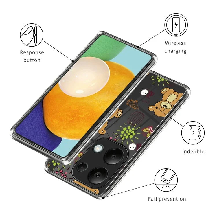 For Xiaomi Redmi Note 13 Pro 4G / Poco M6 Pro 4G Back Case Anti-drop TPU Pattern Printing Phone Protector
