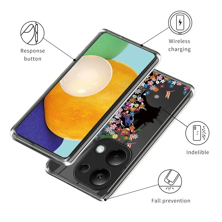 For Xiaomi Redmi Note 13 Pro 4G / Poco M6 Pro 4G Back Case Anti-drop TPU Pattern Printing Phone Protector