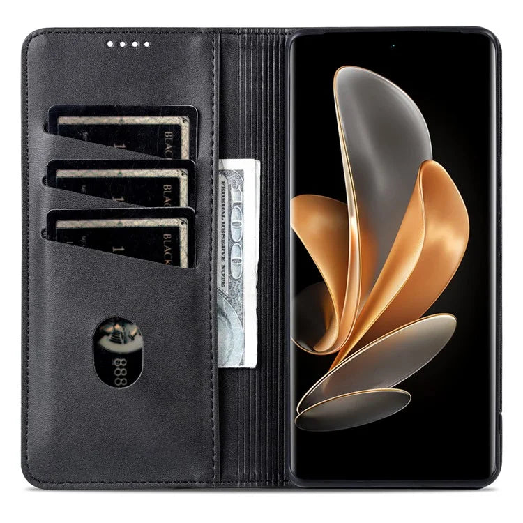 AZNS For Honor Magic6 5G Case Wallet Cowhide Texture PU Leather Phone Cover