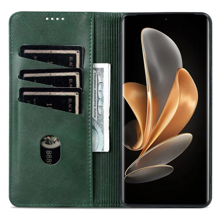 AZNS For Honor Magic6 5G Case Wallet Cowhide Texture PU Leather Phone Cover