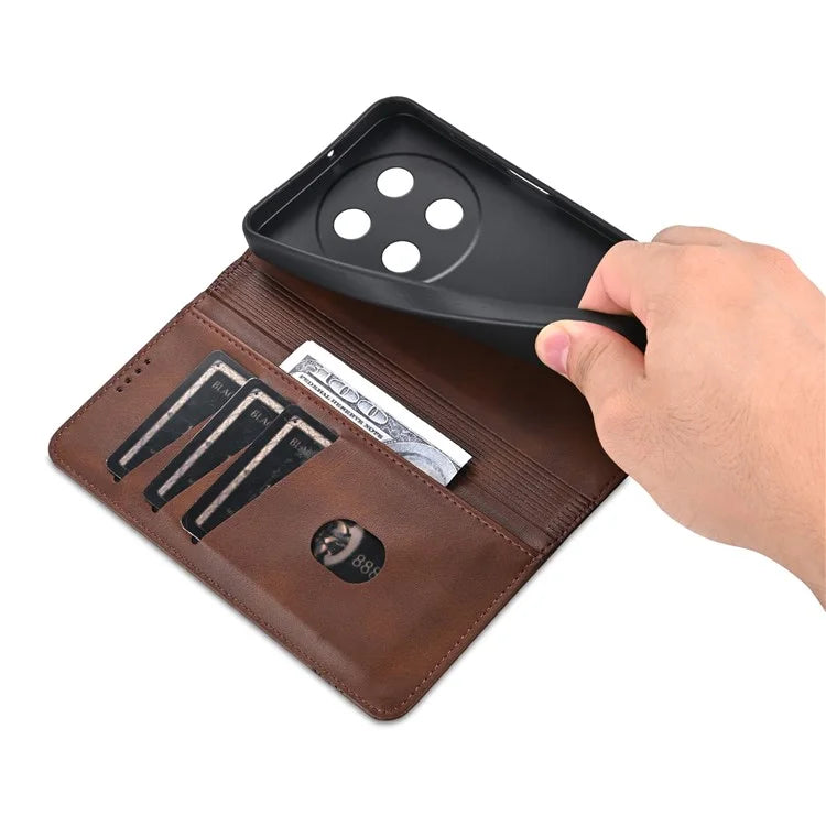 AZNS For Huawei nova 12i 4G / Enjoy 70 Pro Case Leather Cowhide Texture Wallet Phone Cover