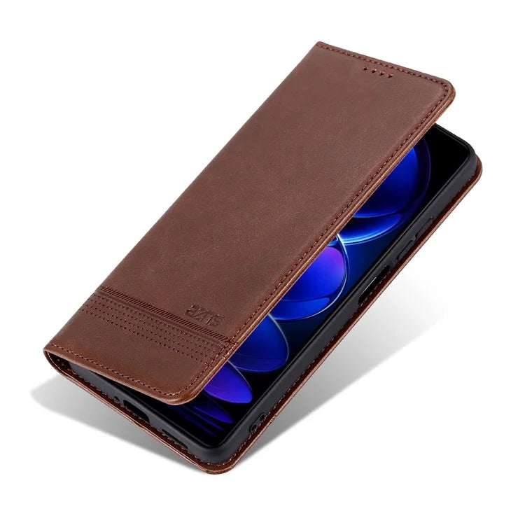 AZNS For Huawei nova 12i 4G / Enjoy 70 Pro Case Leather Cowhide Texture Wallet Phone Cover