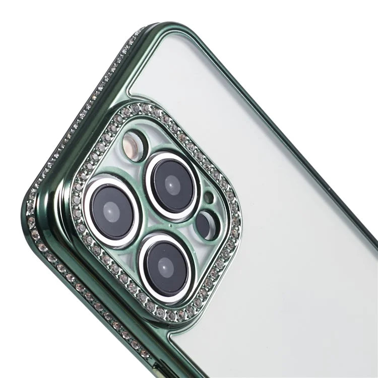 For iPhone 14 Pro Max Phone Case Rhinestones Decor TPU Anti-Scratch Cover