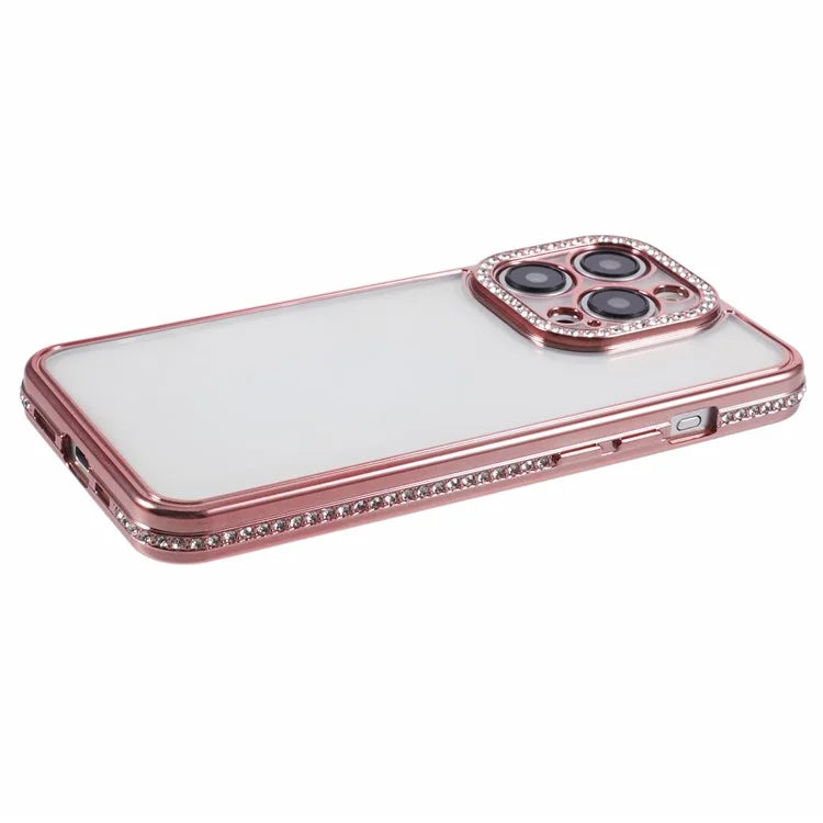 For iPhone 14 Pro TPU Case Rhinestones Decor Drop-proof Cell Phone Cover