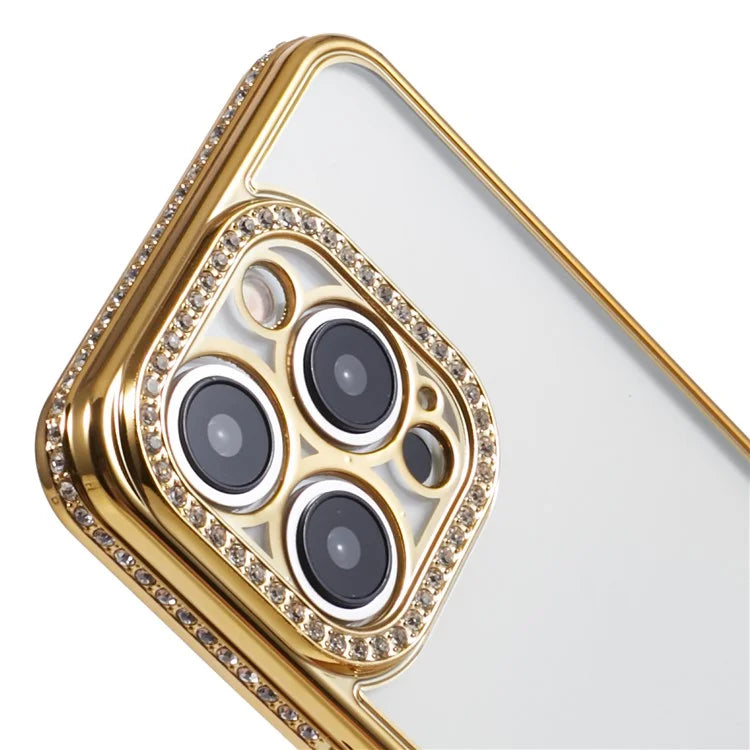 For iPhone 14 Pro TPU Case Rhinestones Decor Drop-proof Cell Phone Cover