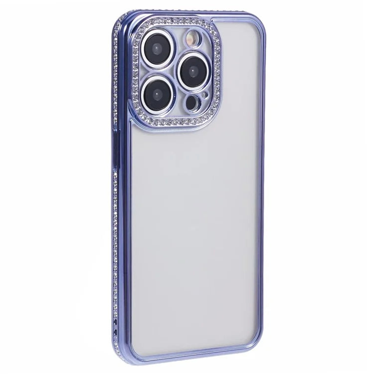 For iPhone 14 Pro TPU Case Rhinestones Decor Drop-proof Cell Phone Cover