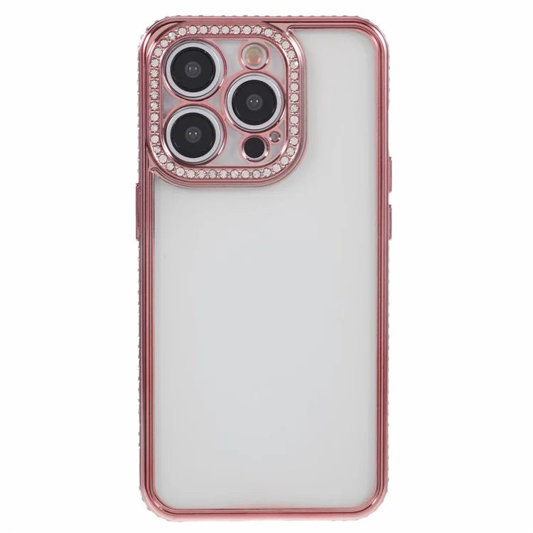 For iPhone 15 Pro Max TPU Case Rhinestones Decor Protective Phone Cover