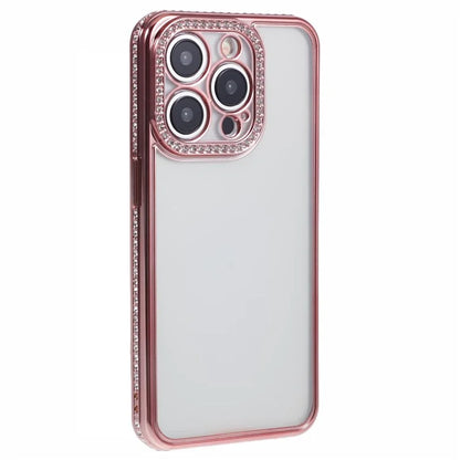 For iPhone 15 Pro Max TPU Case Rhinestones Decor Protective Phone Cover