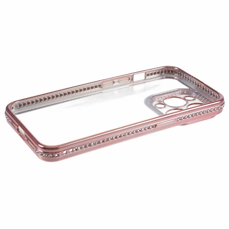 For iPhone 15 Pro Max TPU Case Rhinestones Decor Protective Phone Cover