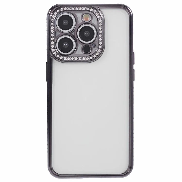For iPhone 15 Pro Max TPU Case Rhinestones Decor Protective Phone Cover