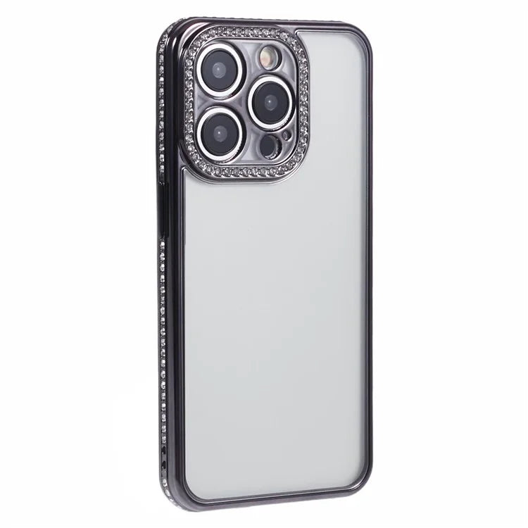 For iPhone 15 Pro Max TPU Case Rhinestones Decor Protective Phone Cover